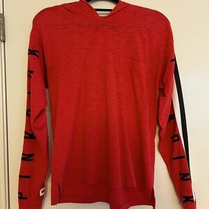 Red Long Sleeve Hooded PINK Shirt